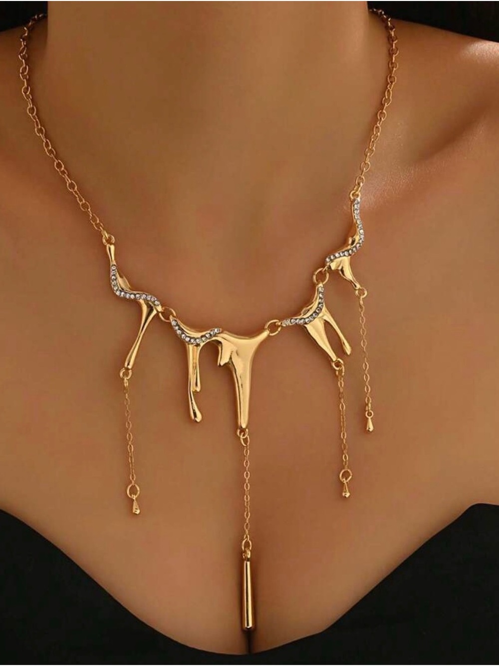 Gold Statement Drip Necklace